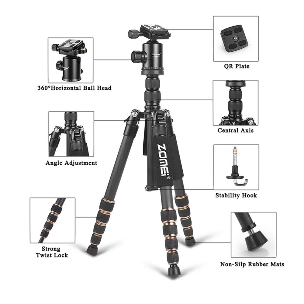 Professional Carbon Fiber Travel Tripod